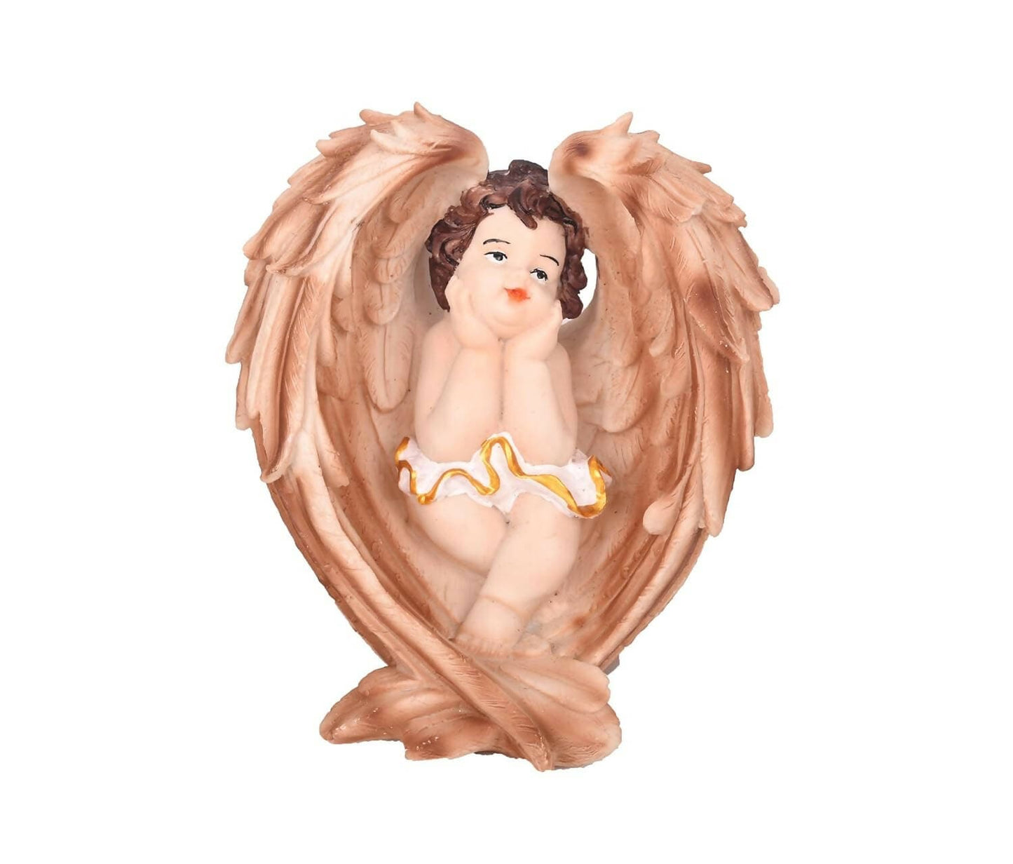 KariGhar Resin Brown Sitting Angel on Wings Statue Catholic Idol for Home - HalfPe