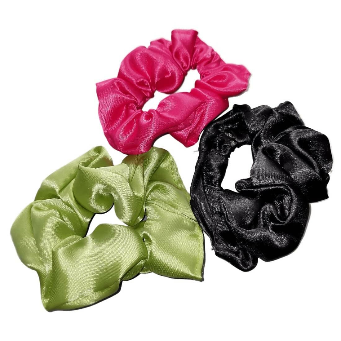 SENECIO Set Multicolor Soft Satin Colorful Scrunchies Hair Ties Ponytail Holder Anti-Hair-Breakage Rubber Band Any Color (Pack of 3, 2 set) - HalfPe