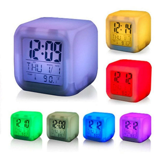 The creative india Glow Color Change Led Alarm Clock Calendar Temperature Desktop Digital Clocks Table Backlight Light Decoration Digital Multicolor Clock - HalfPe