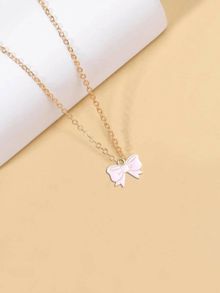 Pinapes Bow White Inspirational Necklace Gifts For Women Teen Girls - HalfPe