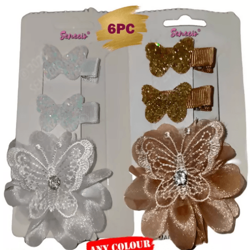 SENECIO Fancy TitliButterly Embellished Flower Design Hair Clip Shirt Clip Any Colour Combo Set(Pack of 6) - HalfPe