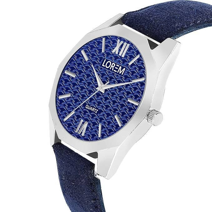 LOREM Blue 3d embossed Dial Analog Watch For Men LR86 - HalfPe