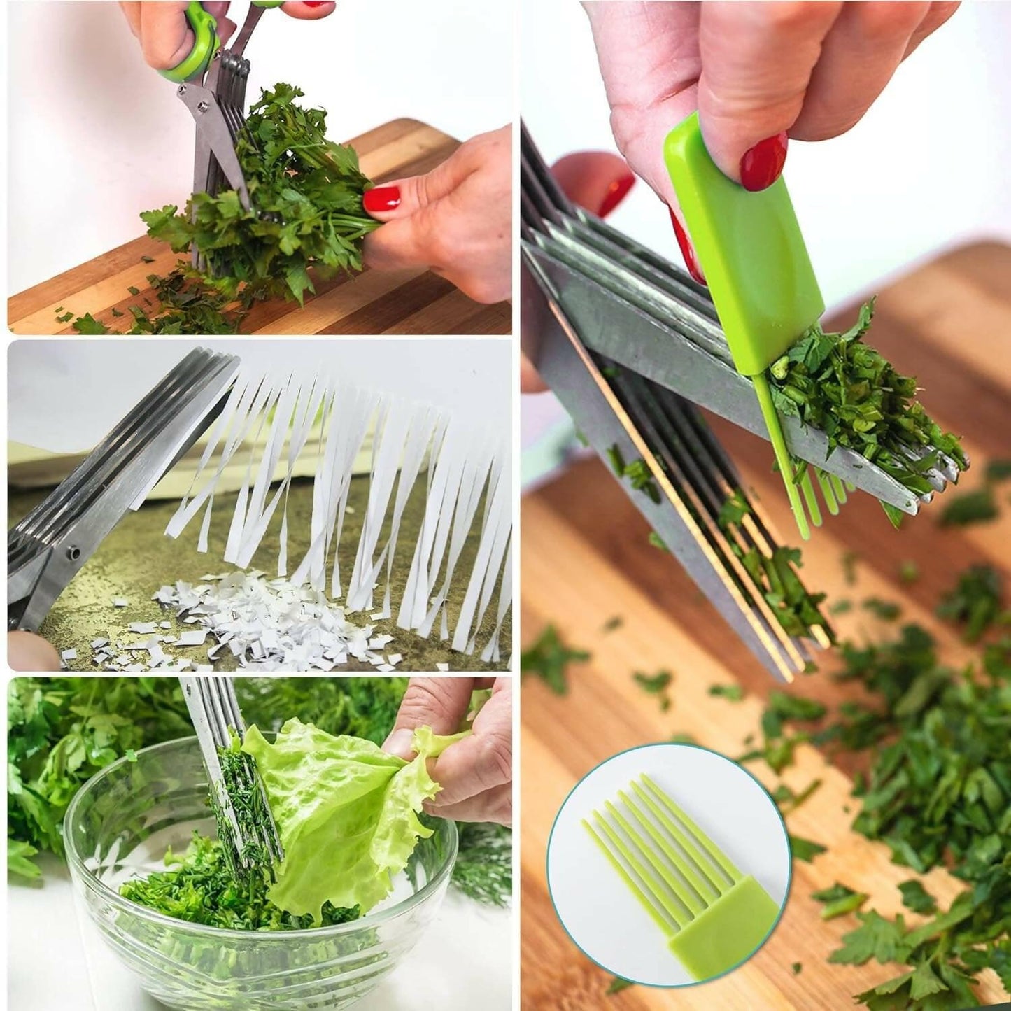 Herb Stripper with 5 Blade and Cover, Vegetable Salad Cutter, Stainless Steel Peelers for Kitchen - HalfPe