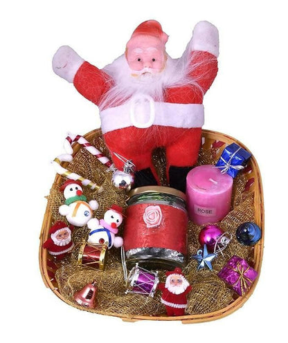 MANTOUSS Chocolate Gift Hamper-Chocolate in a Glass jar, Santa Clause, scenetd Candle ,Christmas Card , Christmas Tree Decoration Set ,Santa Cap - HalfPe