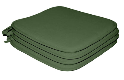 Lushomes Chair Pads set of 4, Green, Reversible, driver seat cushion for car, dining chair cushion, cushion for car, tie up cushions for chairs, (15x15 Inch, 1/2 Inch Foam Height, 4 Strings, 4 Pc) - HalfPe