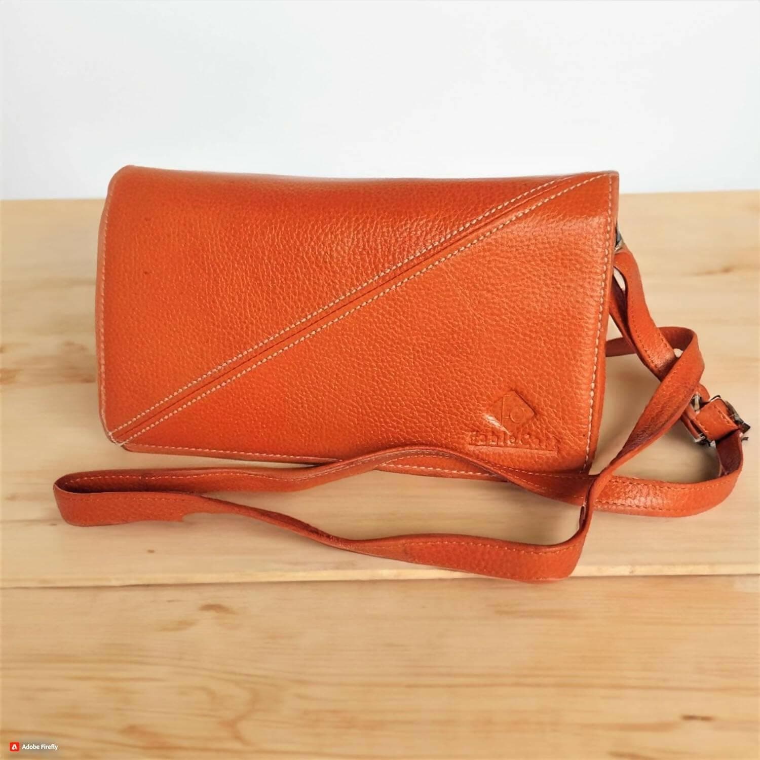 FableCart Genuine Leather Sling Bag for Women (orange) - HalfPe