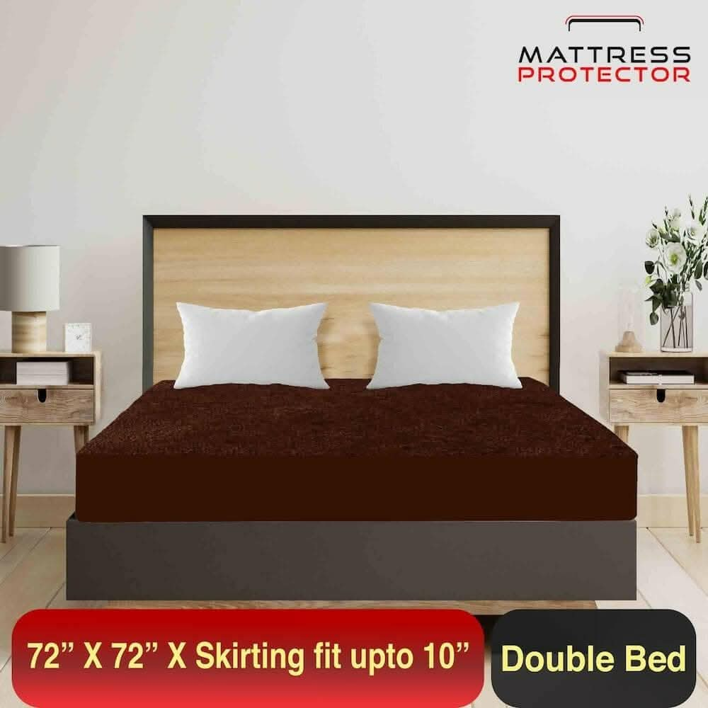 Mattress protector coffee waterproof cover for double bed (72 x 72 inch) - HalfPe