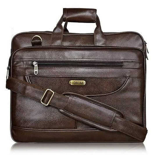 LOREM Chocolate Color Faux Leather 28L Messenger Bag For Men - HalfPe