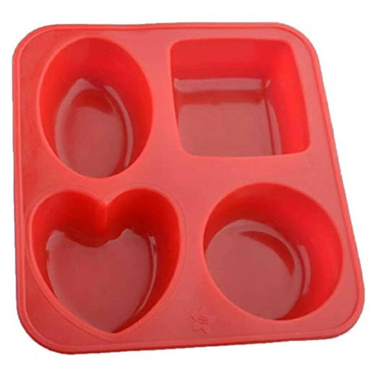 Silicone Circle, Square, Oval and Heart Shape Soap,Cake Making Mould (Multicolor) - HalfPe