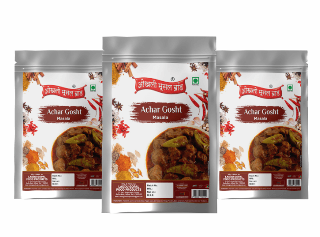 Achar gosht masala 240g (pack of 3x 80g) | OKHLI MUSAL BRAND - halfpeapp