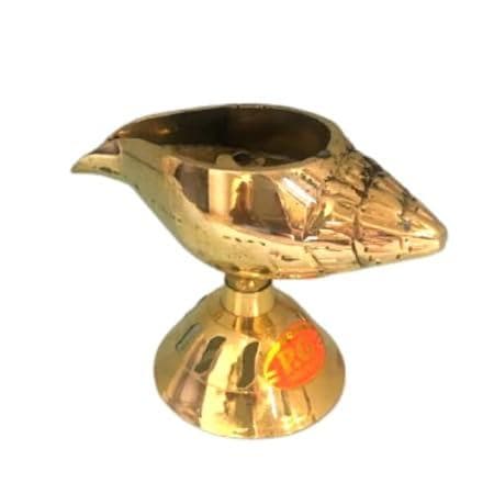 Akhand jyot diya brass shankh deepak with stand oil lamp - halfpeapp