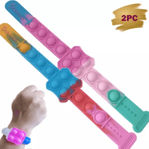 SENECIO Pop It Push Pop Watch Puffet Rakhi Bubble Fidget Square Bracelet Sensory Wrist Band(2Pc) - HalfPe