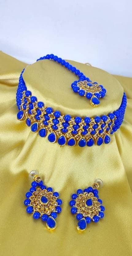 Alloy jewel set ( blue)| MANATH - halfpeapp