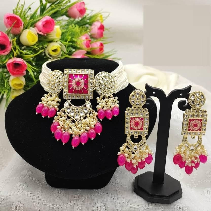 Alloy jewel set (dark pink) | MANATH - halfpeapp