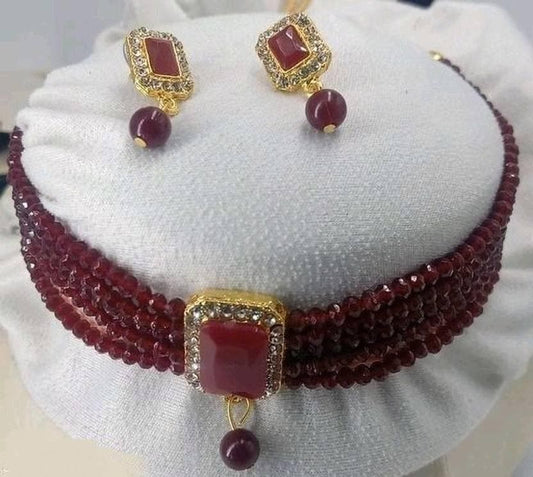 Alloy maroon jewel set | MANATH - halfpeapp