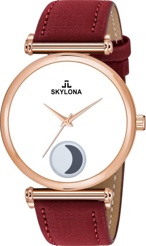 Analog design watch (maroon) | SKYLONA - halfpeapp