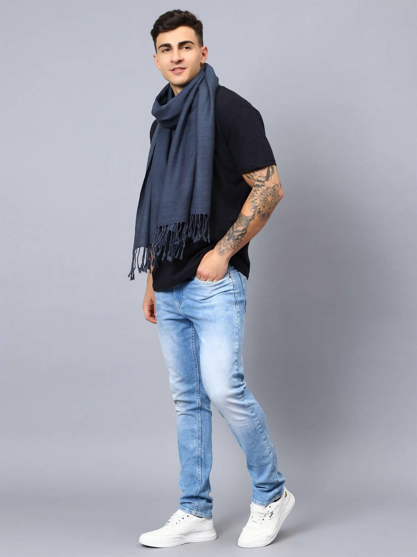 Grey Wool Stole - HalfPe