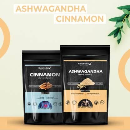 Ashwagandha cinnamon powder (Pack of 2) | NUTRAHERBAL - halfpeapp