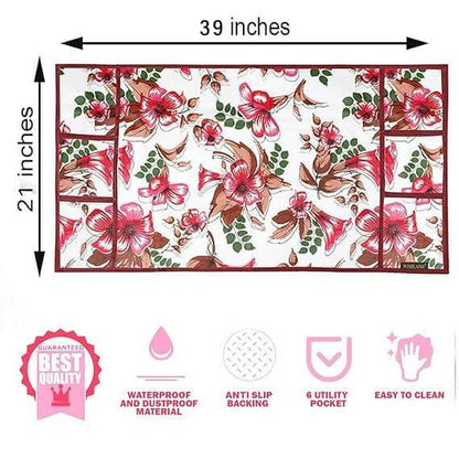 WISHLAND® Single Door Fridge Cover Combo Set of 1 Fridge Top Cover And 4 Multipurpose Fridge Mats (Red) - HalfPe