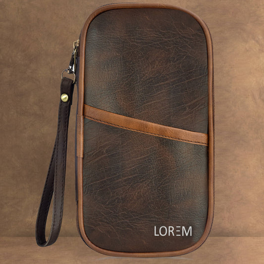 LOREM Brown & Tan Faux Leather Family Passport, Cards, Cheque Book Holder/Organizer - HalfPe
