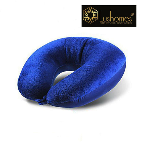 Lushomes neck pillow for travel, Blue Microbeads Neck Pillow, Travel Pillow, neck pillow travel, for flights, for sleeping travel in train, for neck pain sleeping (12 x 12 inches) - HalfPe