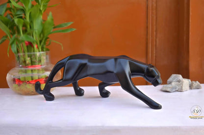 SAJGHAR DECOR Modern Geometrical Black Panther Jaguar Statue for Living Room Decor, Showpiece - HalfPe