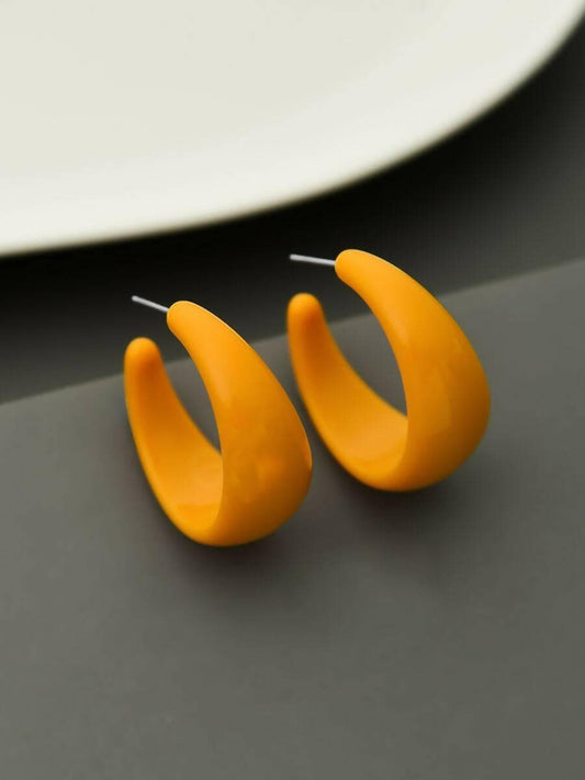 Pinapes fashion simple personality trendy hoop earrings acrylic C shape chunky earrings - HalfPe