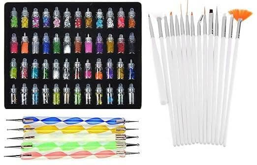 nail glitter , nail art brushes , nail art dotting tool - HalfPe