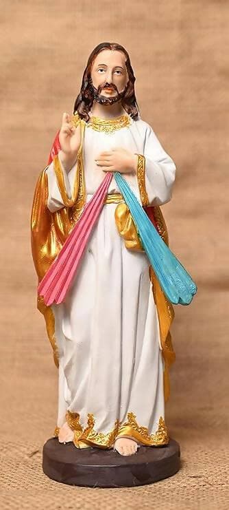 KariGhar Resin Divine Mercy, Jesus Christ Resin Statue for Altar Multi Color 3.5 x 3.5 x 11 Inch - HalfPe