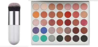 Bingeable HDA Jaclyn Hill Eye Shadow Palette 35 Colors Shimmer and Matte Shades& White Foundation Makeup Brush (2 Items in the set) - HalfPe