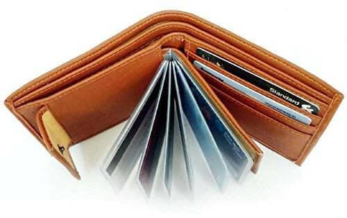 Leather Wallet For mens (Brown) - HalfPe