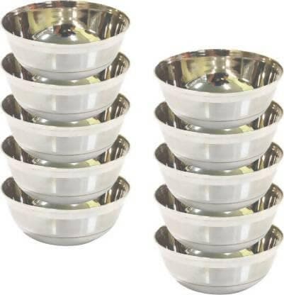 SHINI LIFESTYLE Stainless Steel Serving Bowl Food katori, wati, bowl (Pack of 10, Silver) - HalfPe