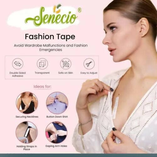 SENECIO Invisible Trasparent Double Sided Fashion Body Tape Clear Bra Strip Adhesive Women Secret Tape For Low-Cut Dress Lingerie Tape (2 sets- 144 pcs) - HalfPe