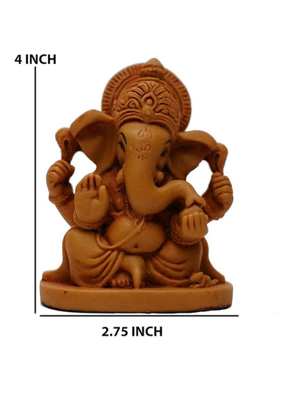 KariGhar Ganpati Bappa Idol for Home/Car Dashboard (Brown, 2X2.75X4 inches) - HalfPe