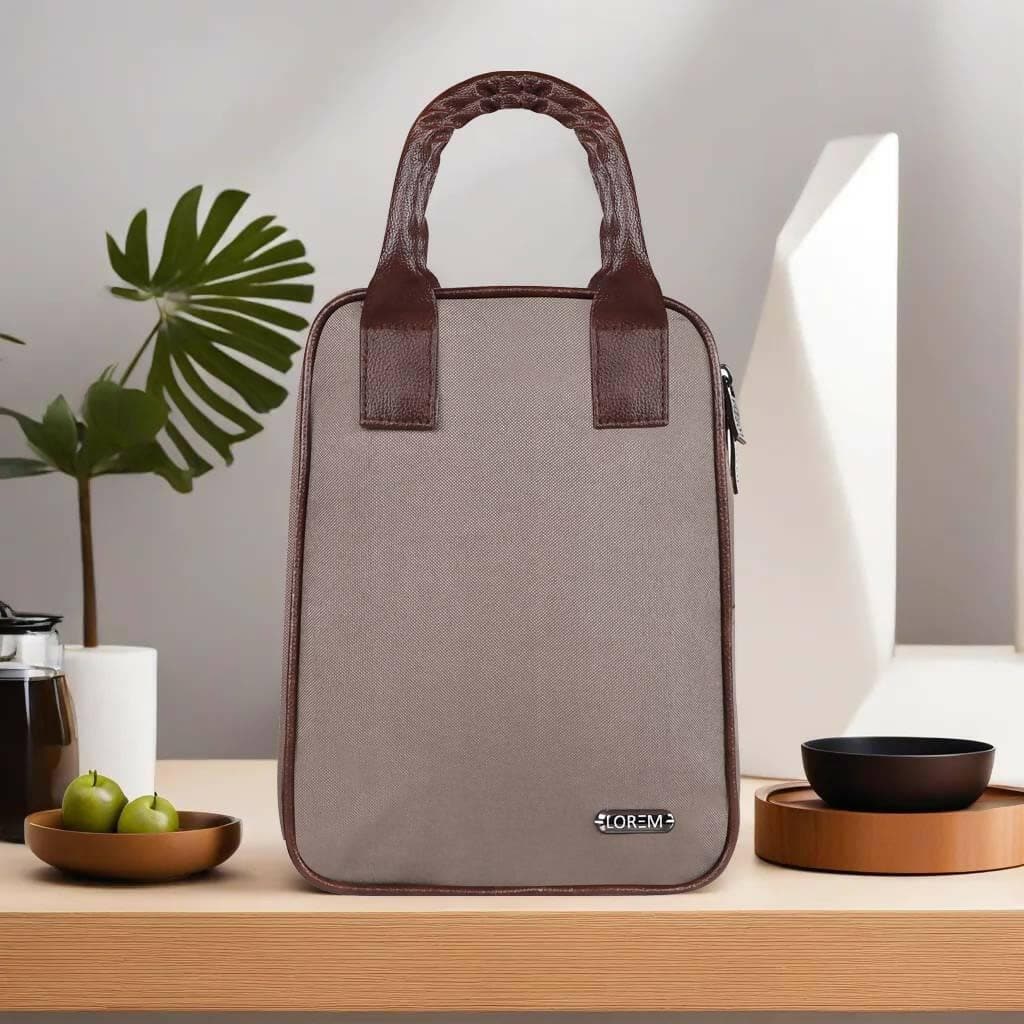 LOREM Casual Mink Grey PVC Coated Matty Insulated Tiffin Bag/Lunch Bag for Men & Women - HalfPe