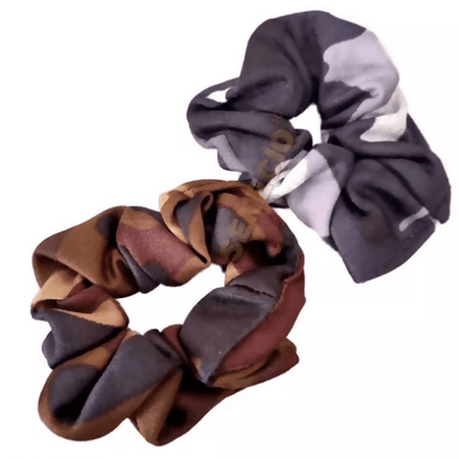 SENECIO Set of 3 Camouflage Army Military Print Cotton Hair Tie Ponytail Holder Scrunchies Rubber Band (Pattern Colour May Vary) - HalfPe