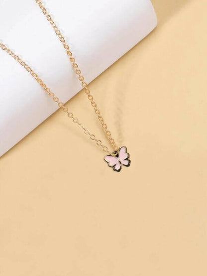 Pinapes Statement Butterfly Pink Necklace with a Large Pendant (Pack of 2) - HalfPe