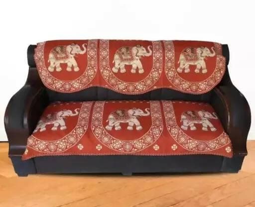 The Fresh Livery Cotton Acryllic Elephant Design Sofa Cover for 3 seater sofa - HalfPe