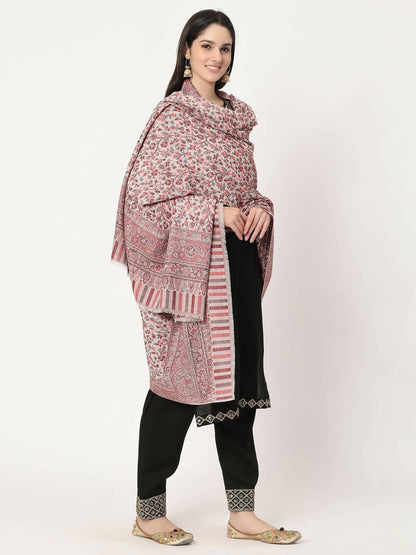 White Fine Wool Kani Multiweave Shawl for women - HalfPe