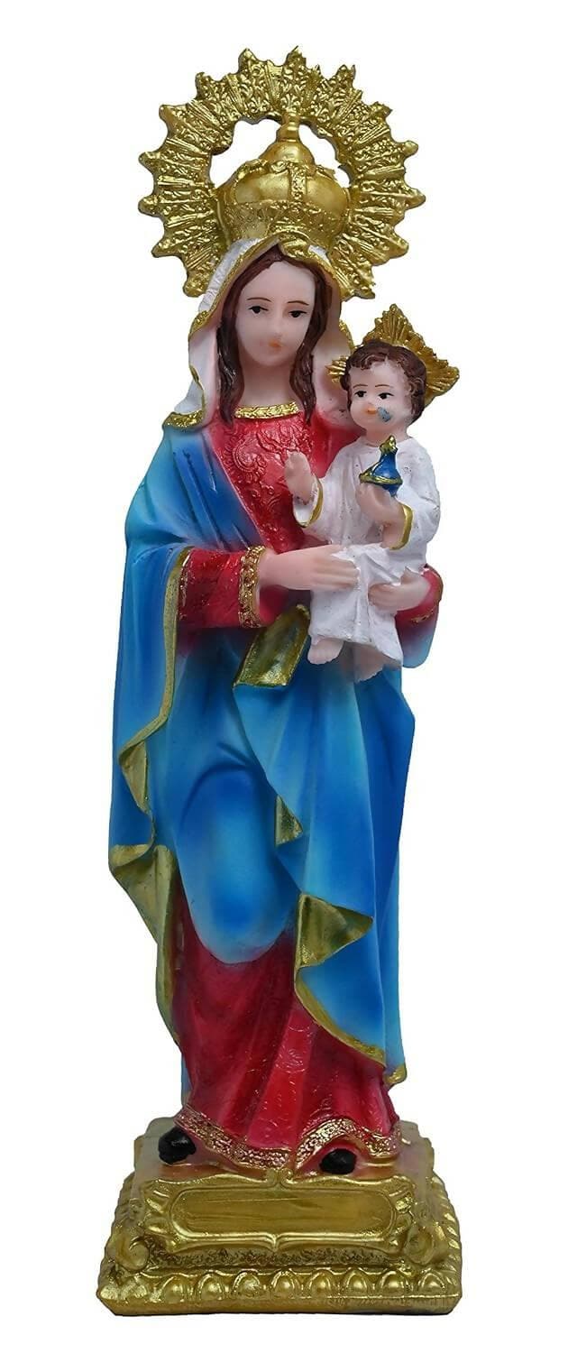 KariGhar Resin Karumathampatti Matha Madonna, Mother Mary with Infant Jesus Idol Perfect for Home (Multicolor 8 X 7 X 32 Cm ) - HalfPe