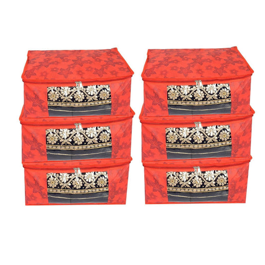 BB BACKBENCHERS Multipurpose Storage Bag ( pack of 6 , red flower ) - halfpeapp