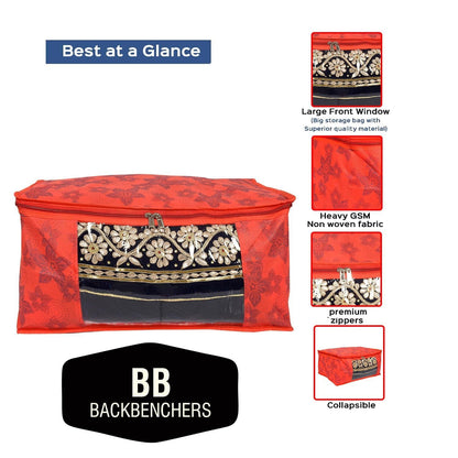 BB BACKBENCHERS Multipurpose Storage Bag ( pack of 6 , red flower ) - halfpeapp