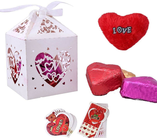 MANTOUSS Valentines Day Gift for Girlfriend/Boyfriend/Valentines Day Chocolate Gift Pack/-Love Box with Chocolate+Fur Love Heart+ Valentines Day Greeting Card - HalfPe