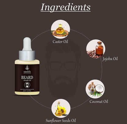 Beard growth oil fragrance free (30ml) | NEOLITH - halfpeapp