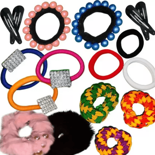 SENECIO Multicolor Trendy Fashionable Hair Band Hair Tie Scrunchies Random Colors Tic Tac(17 Pc) - HalfPe