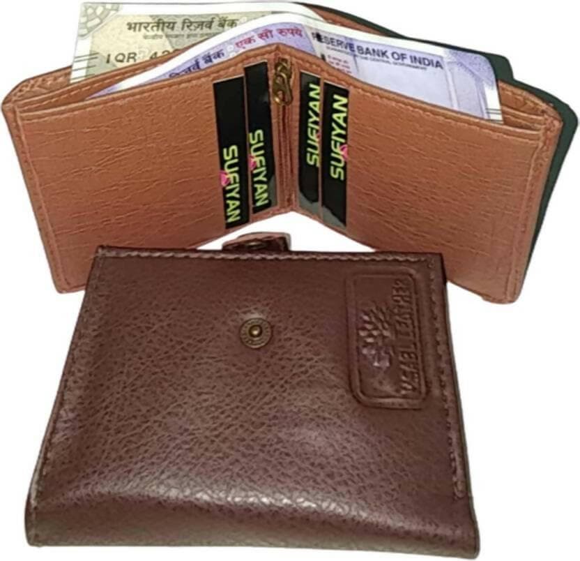 Men Tan, Brown Artificial Leather Wallet (30 Card Slots, Pack of 2) - HalfPe