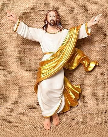 KariGhar® Risen Jesus Christ A0042 Idol & showpiece for Gifting & Decoration Purpose (Gold & White) (3 x 10 x12 Inches) - HalfPe