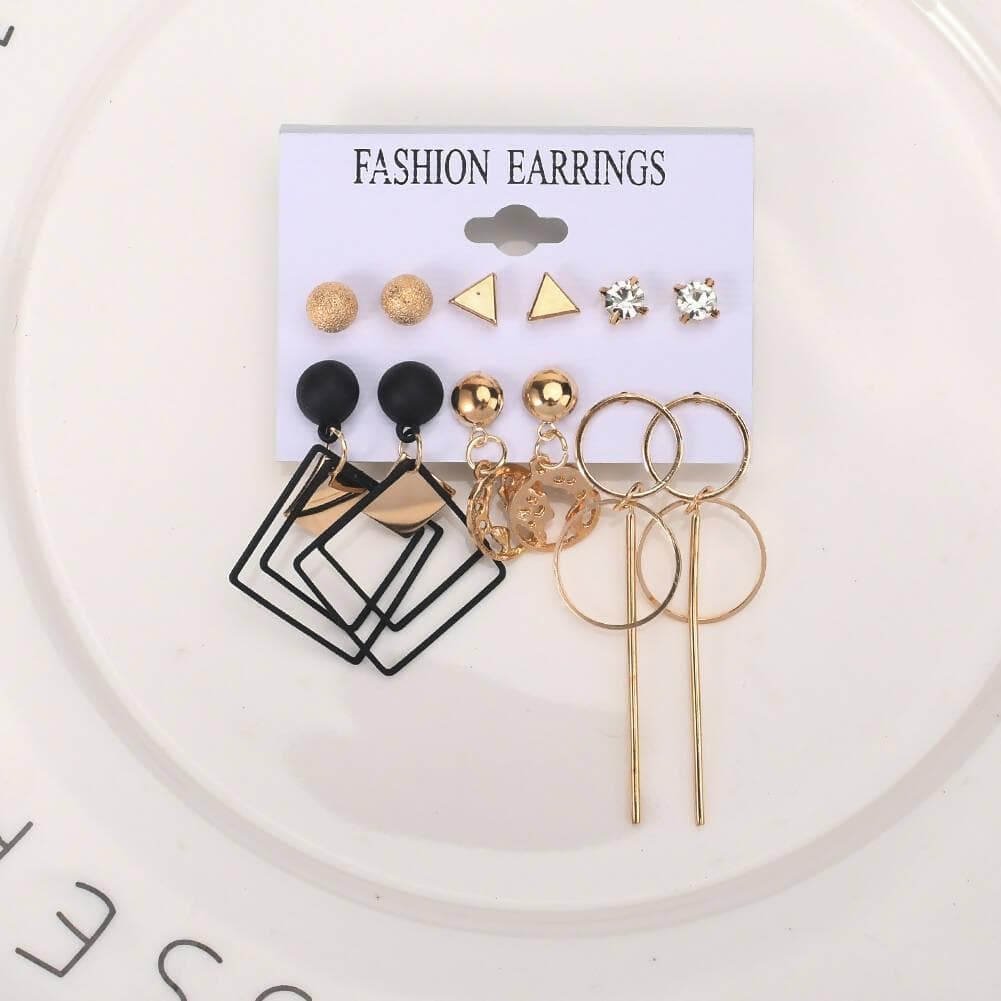 Pinapes Latest Stylish Combo Design Pairs Metal Earrings for Women and Girls (Pair Of 6) - HalfPe