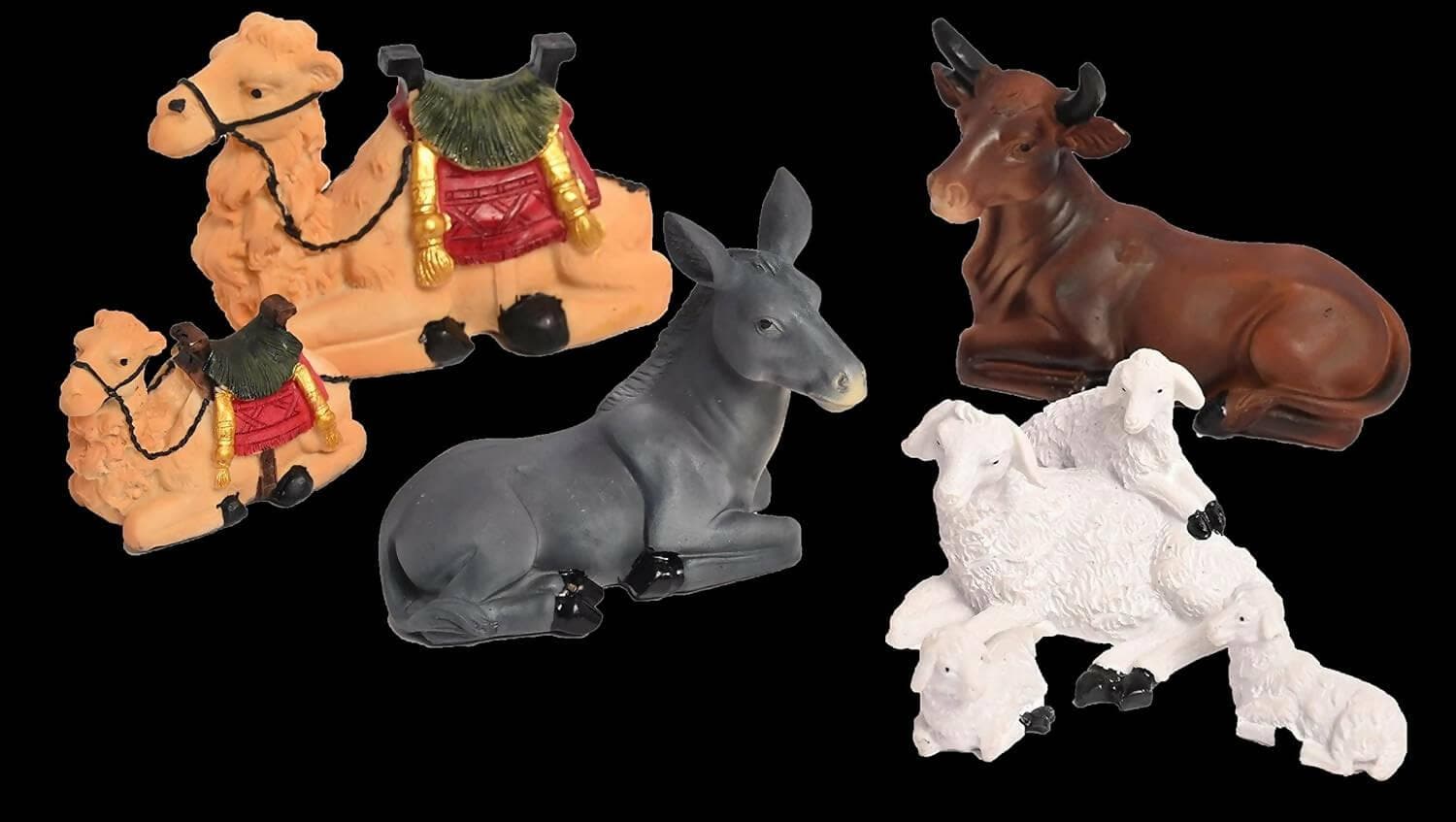 KariGhar Resin 7 Pcs Animals Set Statue for Christmas Nativity Scene, Crib Set Decoration,kudil Set, Various Other Decoration and Gifting, 8 Inch - HalfPe