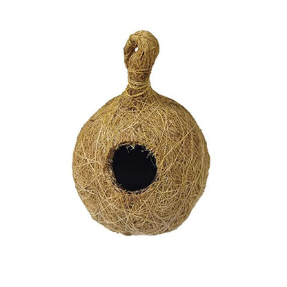 Bird nest natural coir fiber and coconut shell brown with hanging - HalfPe